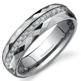White Carbon Fiber Tungsten Ring